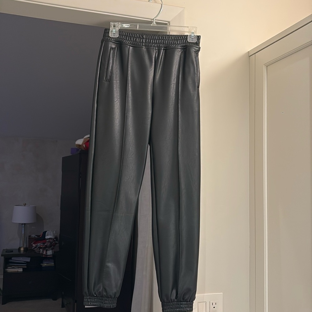 Faux leather joggers